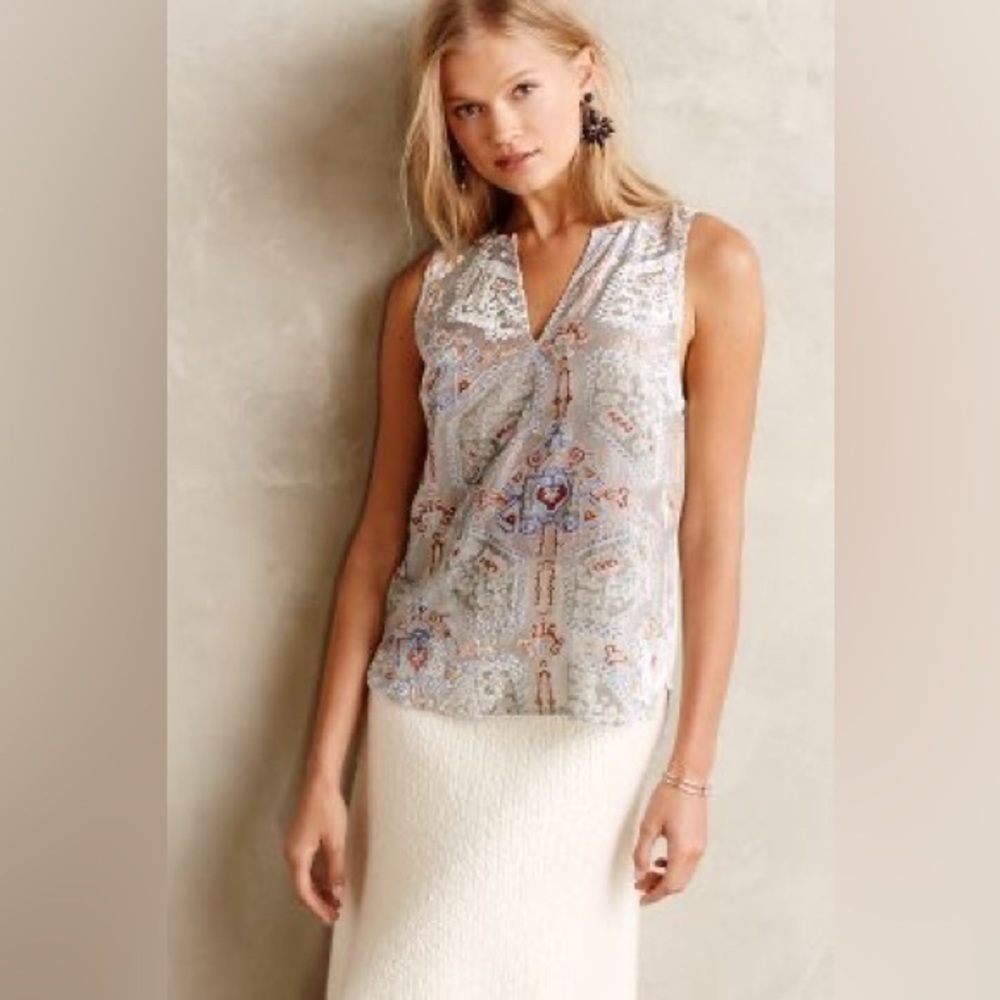 ANTHROPOLOGIE HD in Paris Orains burnout velvet tank SIze XS